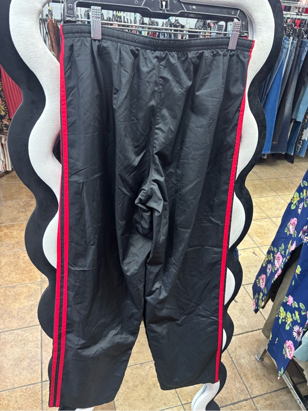 Vintage,adidas Black Track Pants with Red Side Stripes - Picture 2 of 5